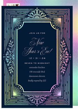'Deco Holiday Frame' New Year's Party Invitation
