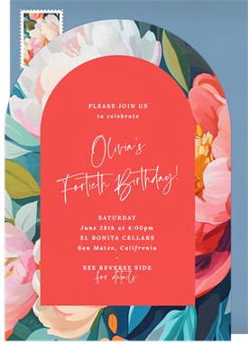 'Vibrant Floral Arch' Adult Birthday Invitation