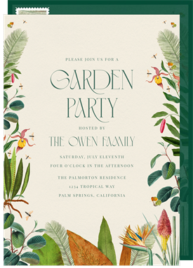 'Vintage Tropics Romance' Garden party Invitation