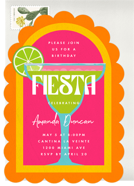 'Fiesta Margarita' Adult Birthday Invitation