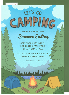 'Camping Adventure' Summer Party Invitation