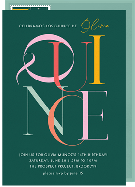 'Colorblock Quince' Quinceañera Invitation