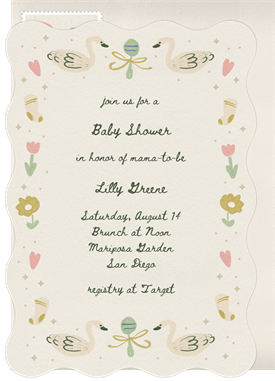 'Sweet Swans' Baby Shower Invitation