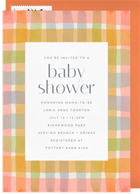'Cheerful Plaid' Baby Shower Invitation
