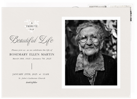 'A Beautiful Life' Memorial Invitation