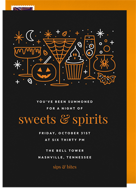 'Spirited Cocktails' Halloween Invitation
