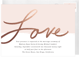 'Rose Gold Love' Wedding Invitation