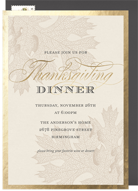 'Thanksgiving Gold Leaf' Thanksgiving Invitation