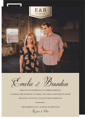 'Ribbon Monogram' Wedding Invitation