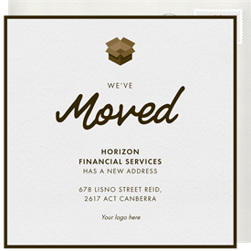 'Open Box' Moving Announcement