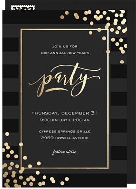 'Golden Confetti Celebration' New Year's Party Invitation